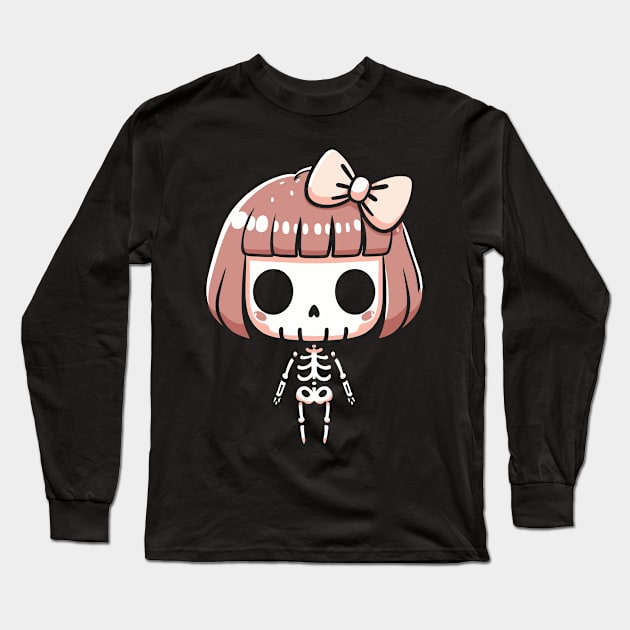 Cute Kawaii Ghost in Halloween Style | Halloween Costume for Skeleton Lovers Long Sleeve T-Shirt by Nora Liak